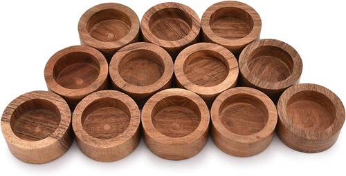 Acacia wood tealight candle - wood,