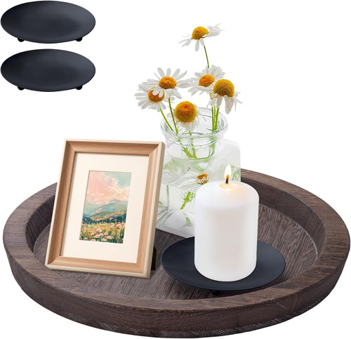 Wooden candle holder tray - candle,