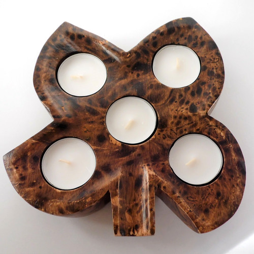 Wooden candle holder leaf - wooden,