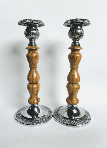 Pair metal and - pair, wooden
