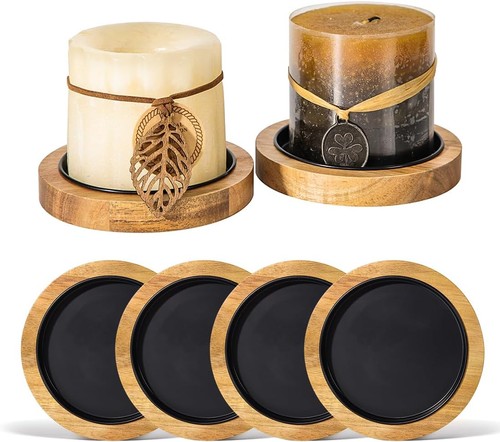 Acacia wood candle holder - wood,