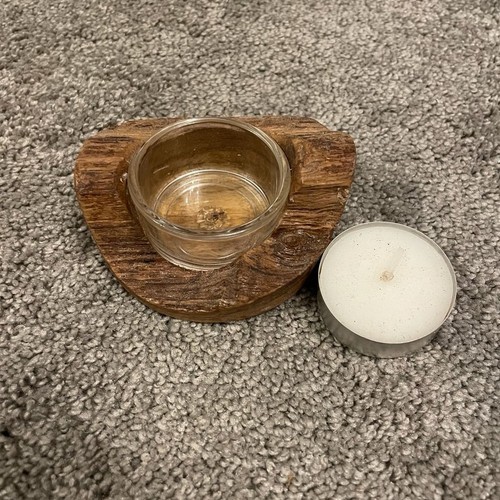 Rustic wooden tealight - rustic, candle