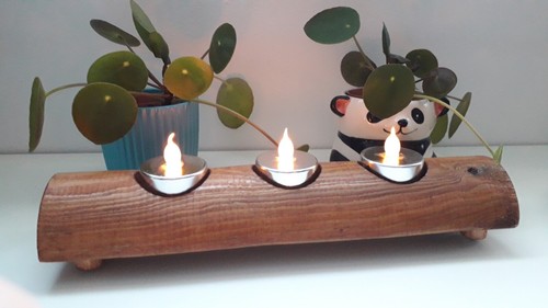 Wooden tea light candle holder - tea,
