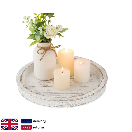 Round whitewash wood - round, candle