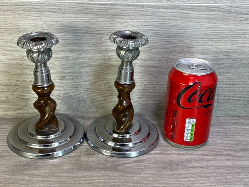Pair wooden candle - pair,