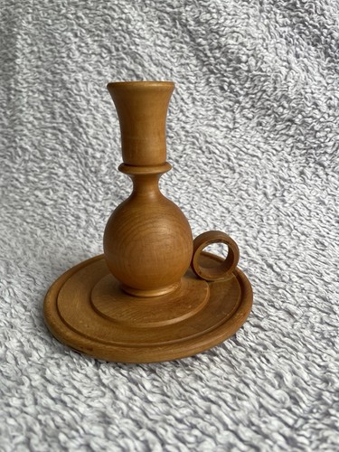 Vintage wooden candlestick - vintage,