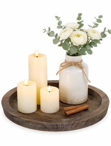 Hanobe round wooden candle - round,