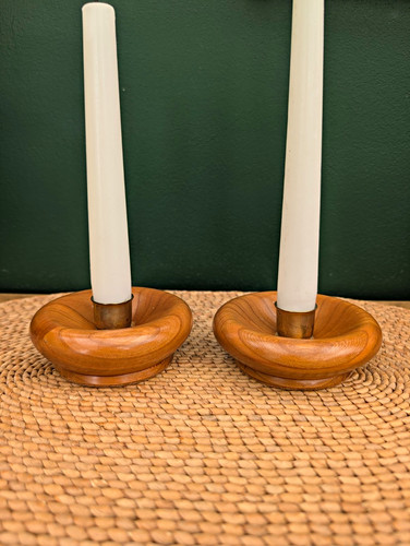 Pair vintage round brown - of,