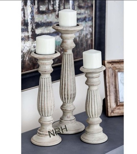 Vintage wooden candlesticks - vintage,
