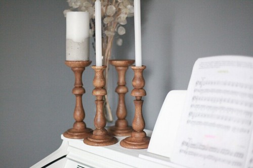 Wooden lot candlesticks - of, 4