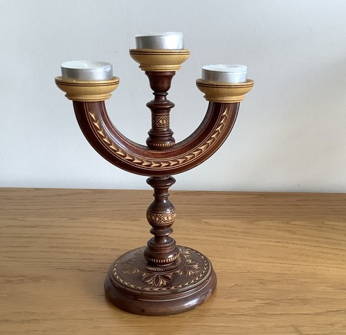Vintage wooden candle holder - vintage, 3