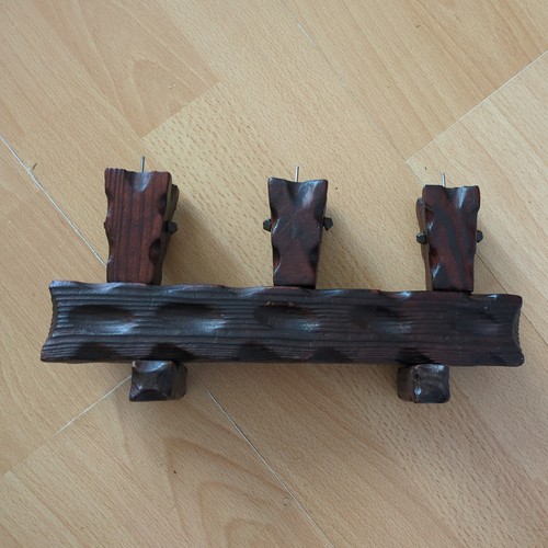 Rustic wooden tri candlestick - rustic, tri-candlestick