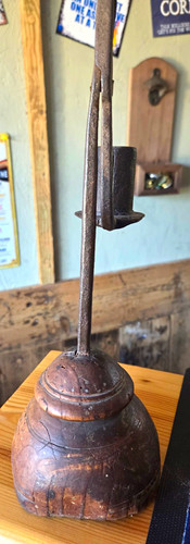 Rustic metal wood candle - metal,