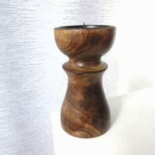 Wood carved polished - wood, candle