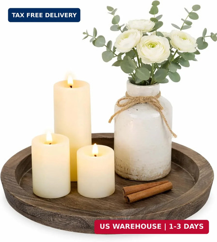 Hanobe round wooden candle - wooden,