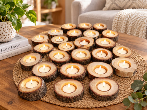 26x wooden tealight - wooden,