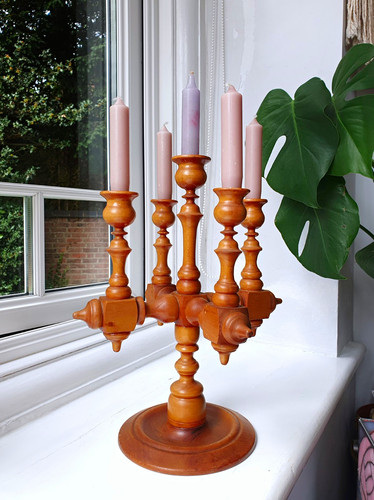 Vintage turned wood - turned, arm